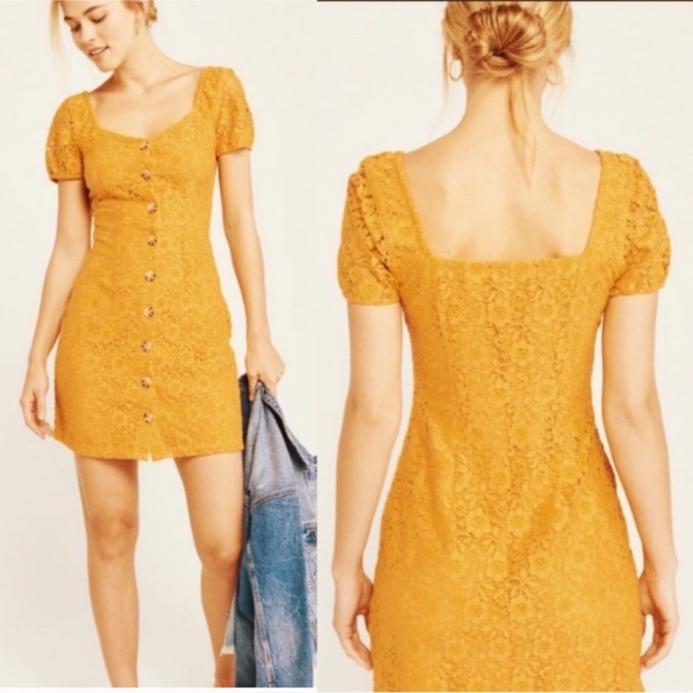 Abercrombie & Fitch Yellow Lace Dress